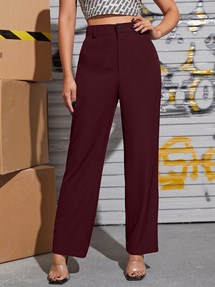 Shine N Show Regular Fit Women Maroon Trousers - Buy Shine N Show Regular  Fit Women Maroon Trousers Online at Best Prices in India