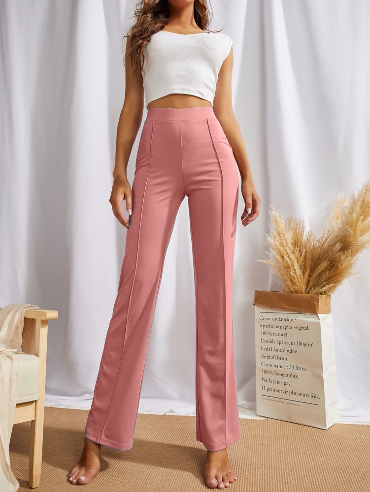 Buy Spangel Fashion Womens Yoga Pants Straight LegBootcut Elastic Waist  Trouser for Women 28 Baby Pink at Amazonin