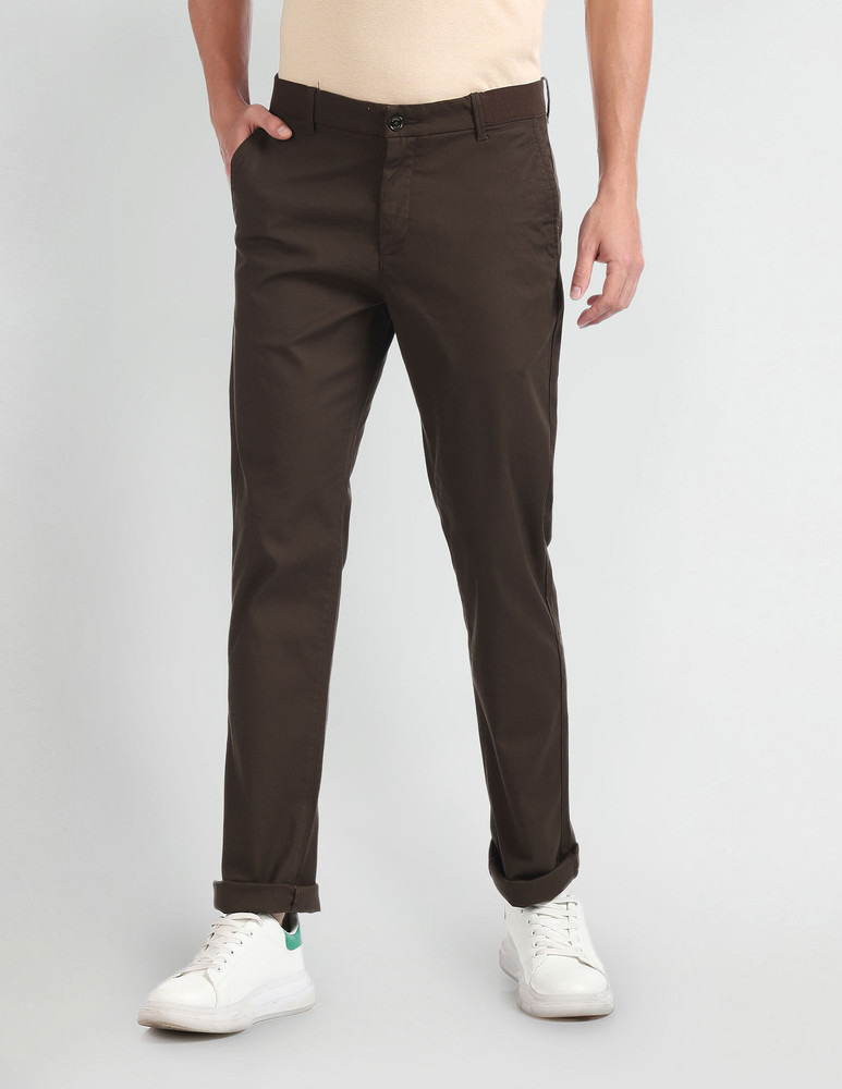 Arrow Sport Regular Fit Men Brown Trousers Buy Arrow Sport