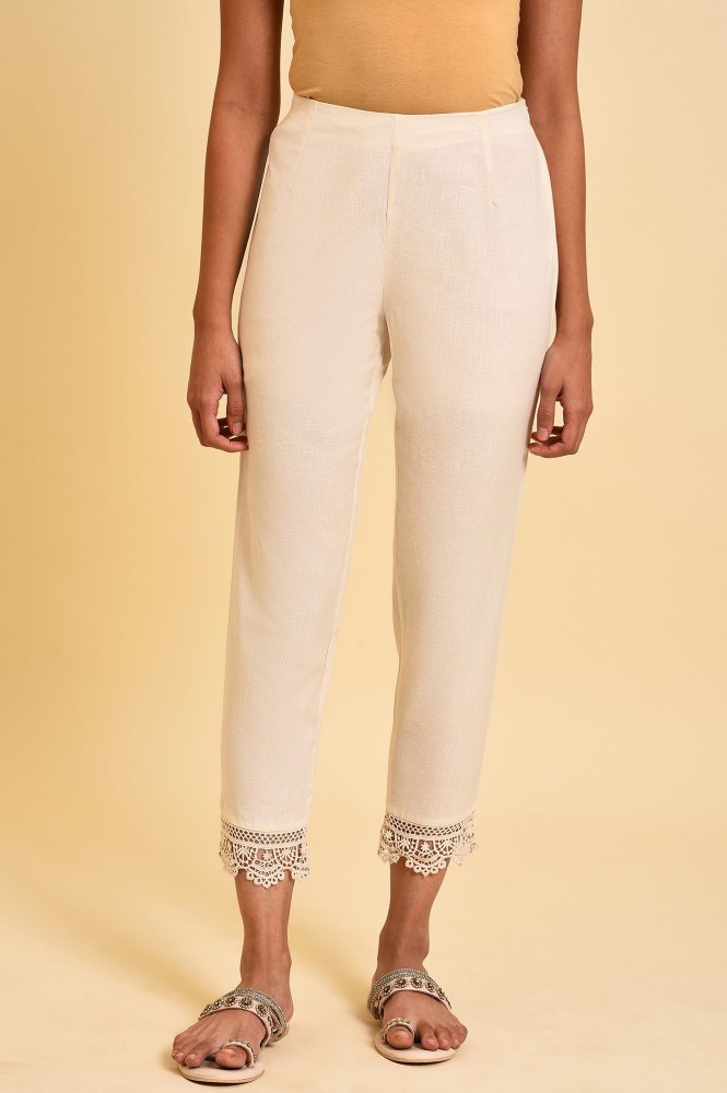 W Regular Fit Women White Trousers  Buy W Regular Fit Women White Trousers  Online at Best Prices in India  Flipkartcom