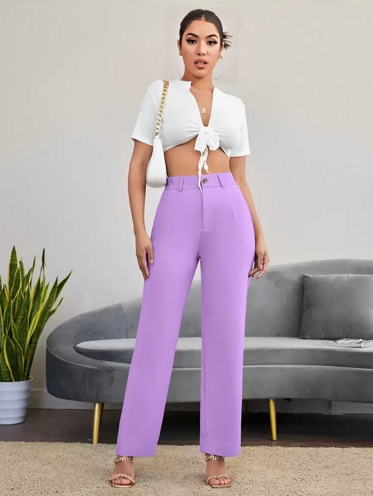 Lilac Wide Leg Trousers - BREMBATI | Daniela | Shop Now