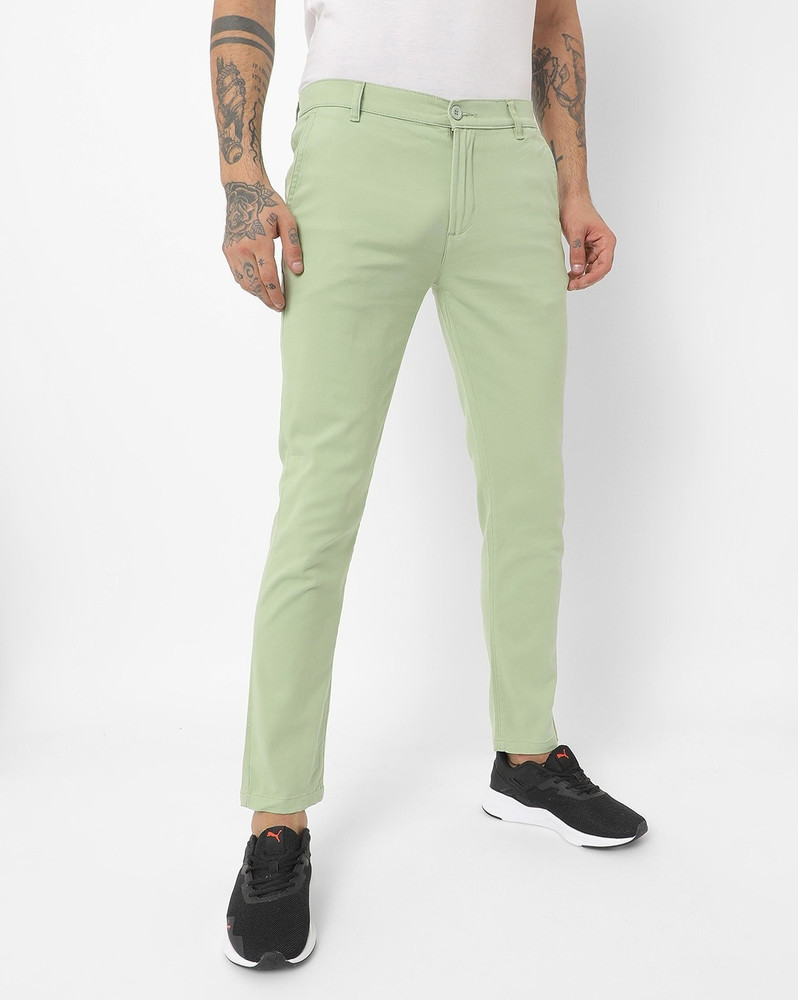 Plus91 Regular Fit Men Light Green Trousers