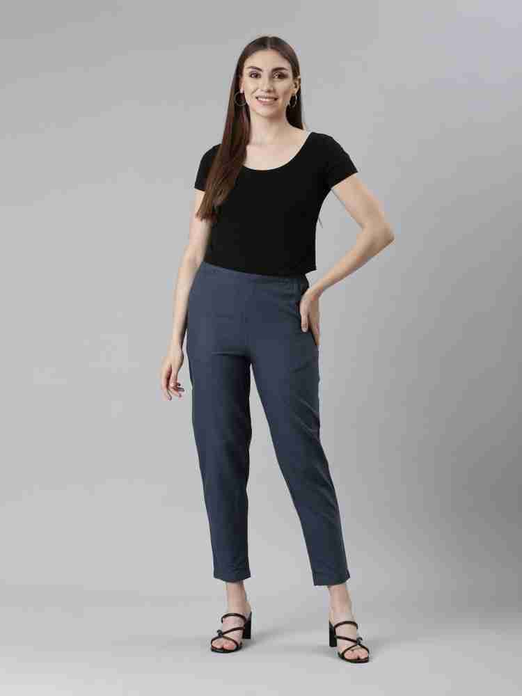 GO COLORS Women Solid Beige Viscose Mid Rise Relaxed Casual Pants