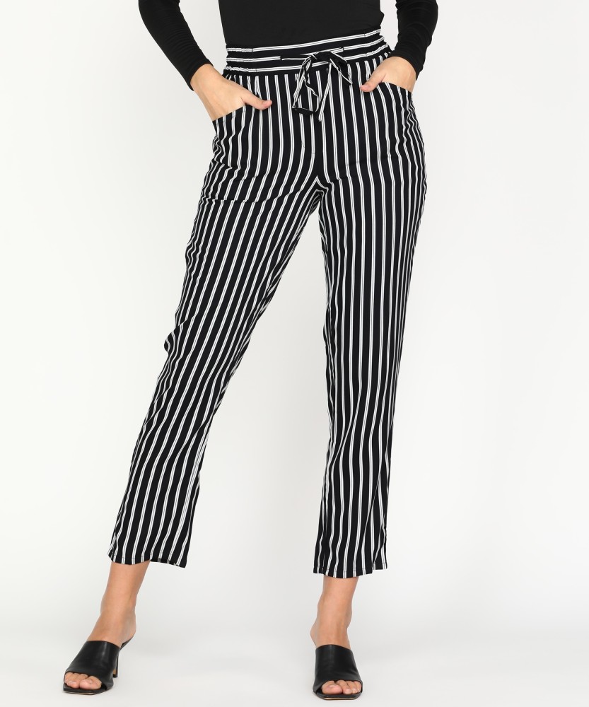 Womens Slim Black Color Peg Trousers online at Radhella