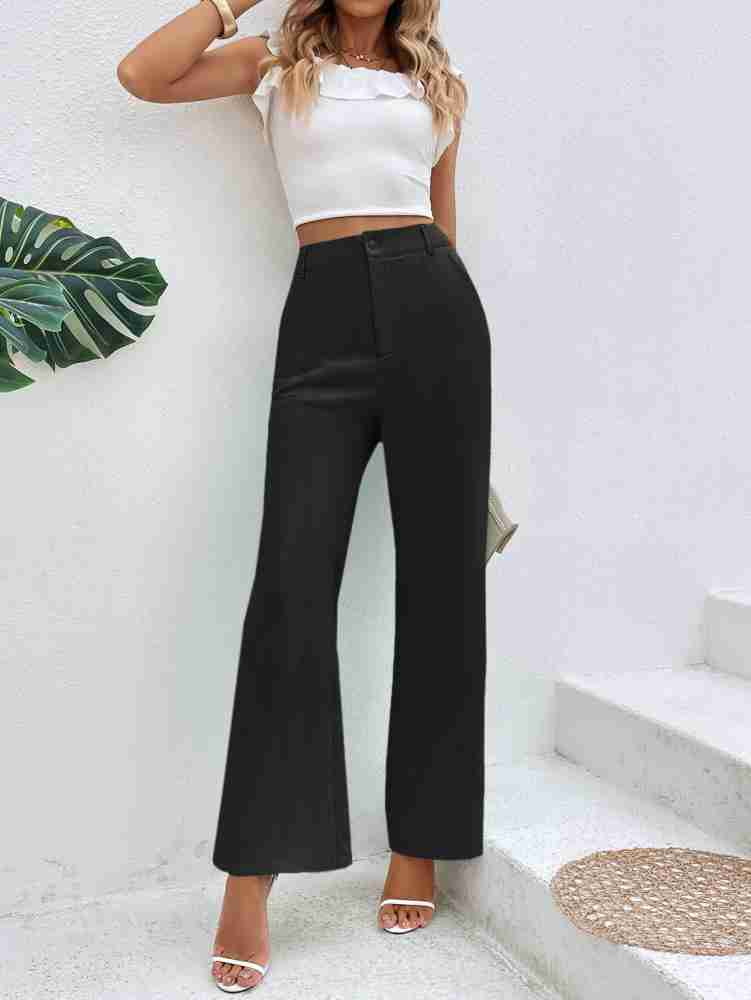 Shine N Show Regular Fit Women Black Trousers - Buy Shine N Show Regular  Fit Women Black Trousers Online at Best Prices in India