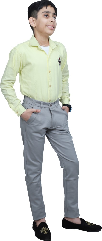 KAVYAGARMENTS Slim Fit Boys Grey Trousers - Buy KAVYAGARMENTS Slim