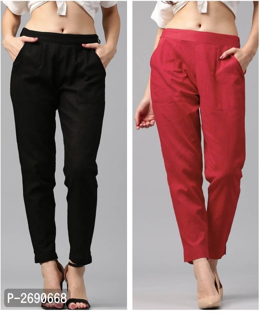 SAPONHARSH Regular Fit Women Black Red Trousers  Buy SAPONHARSH Regular  Fit Women Black Red Trousers Online at Best Prices in India  Flipkartcom