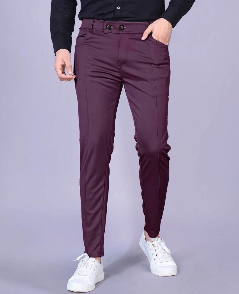 Touch king Slim Fit Men Purple Trousers  Buy Touch king Slim Fit Men  Purple Trousers Online at Best Prices in India  Flipkartcom