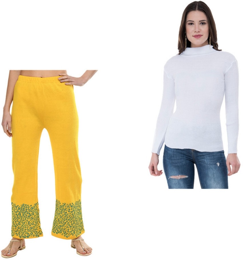 Buy Black & Yellow Trousers & Pants for Girls by INDIWEAVES Online