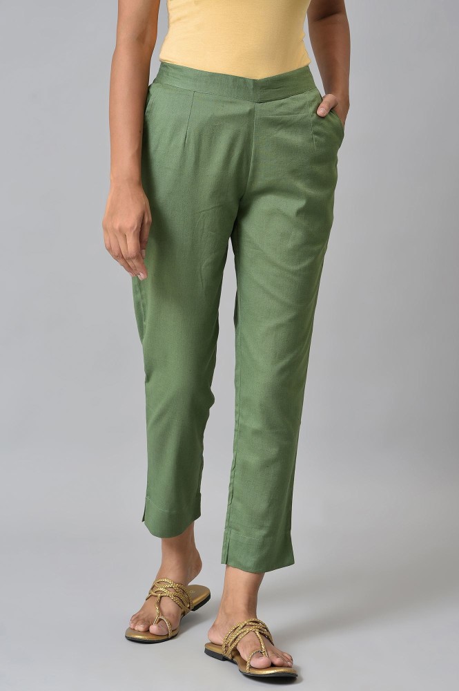 Buy Brown Rayon Flax Trouser Pants Online - Aurelia