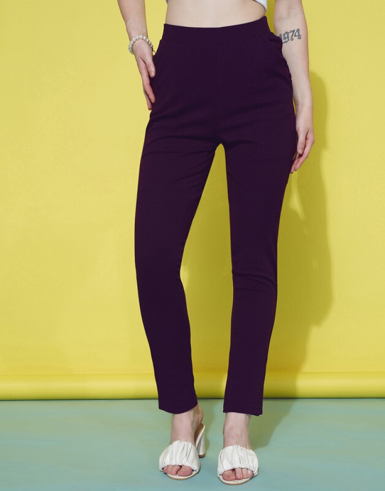 Samah Skinny Fit Women Purple Trousers - Buy Samah Skinny Fit Women Purple  Trousers Online at Best Prices in India