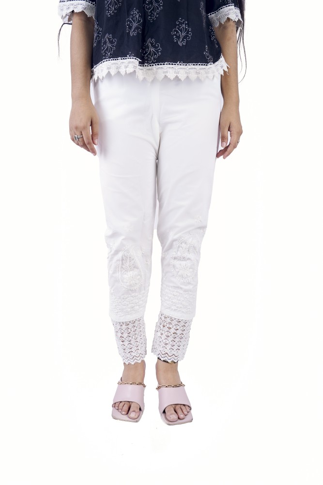 Buy Naari Women Cream Coloured Slim Fit Solid Cigarette Trousers  Trousers  for Women 7761581  Myntra