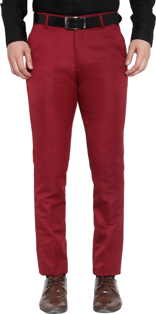 Buy AD  AV Men Maroon Solid Synthetic Single Formal Trousers Online at  Best Prices in India  JioMart