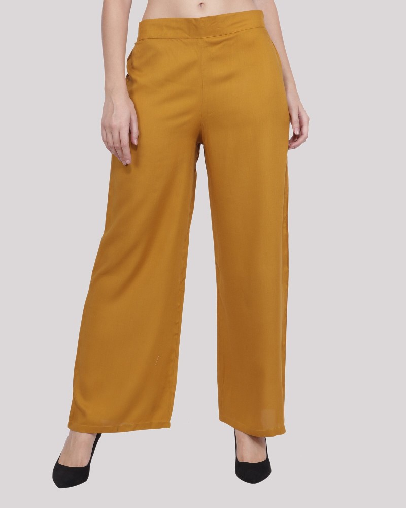 Wide linenblend trousers  Light yellow  Ladies  HM