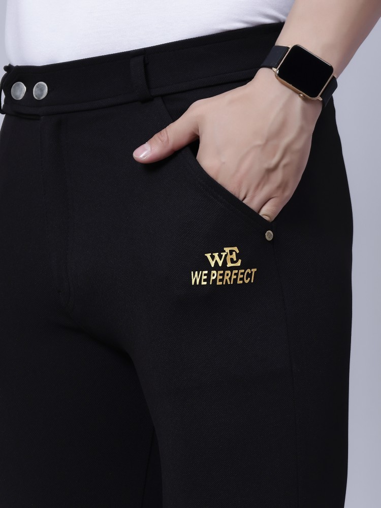 We Perfect Slim Fit Men Black Trousers - Buy We Perfect Slim Fit Men Black  Trousers Online at Best Prices in India