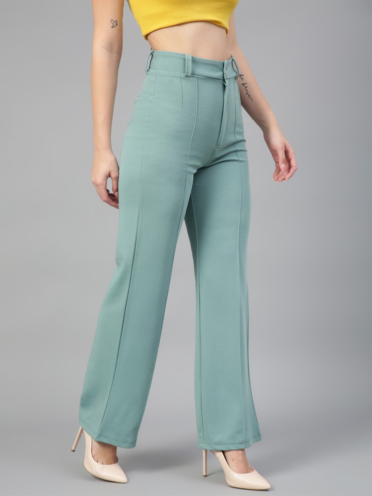Buy Green Cotton Flax Women Trousers Online  Aurelia