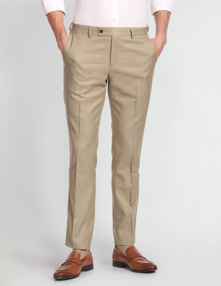 Arrow Sports Casual Trousers  Buy Arrow Sports Men Khaki Low Rise Bronson  Slim Fit Textured Casual Trousers Online  Nykaa Fashion
