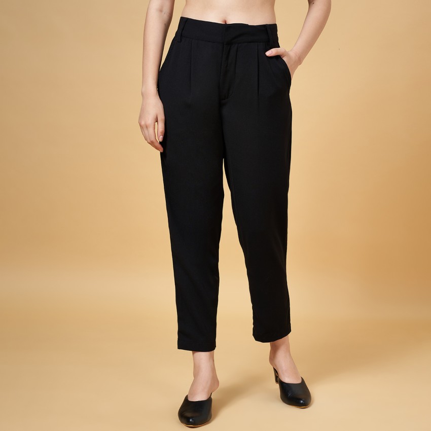 YU by Pantaloons Tapered Women Black Trousers - Buy YU by Pantaloons  Tapered Women Black Trousers Online at Best Prices in India