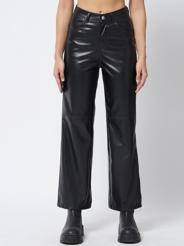 Ladies leather trousers cropped straight leg in black  Zinga Leather   ZINGA Leather