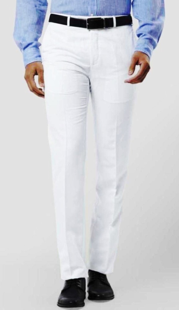 White CottonPoplin Pants  Styched Fashion
