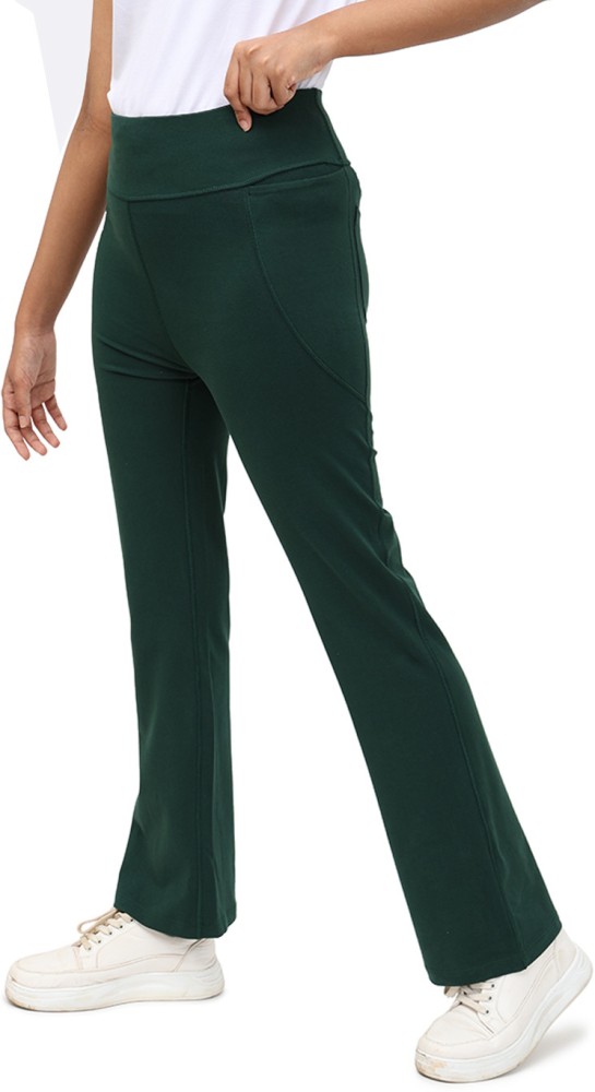 BlissClub Flared Women Dark Green Trousers - Buy BlissClub Flared Women  Dark Green Trousers Online at Best Prices in India