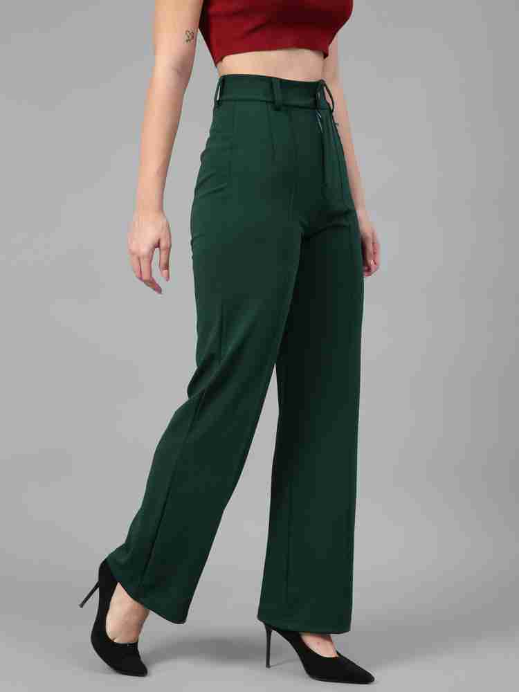 Bottle green trousers ladies best sale