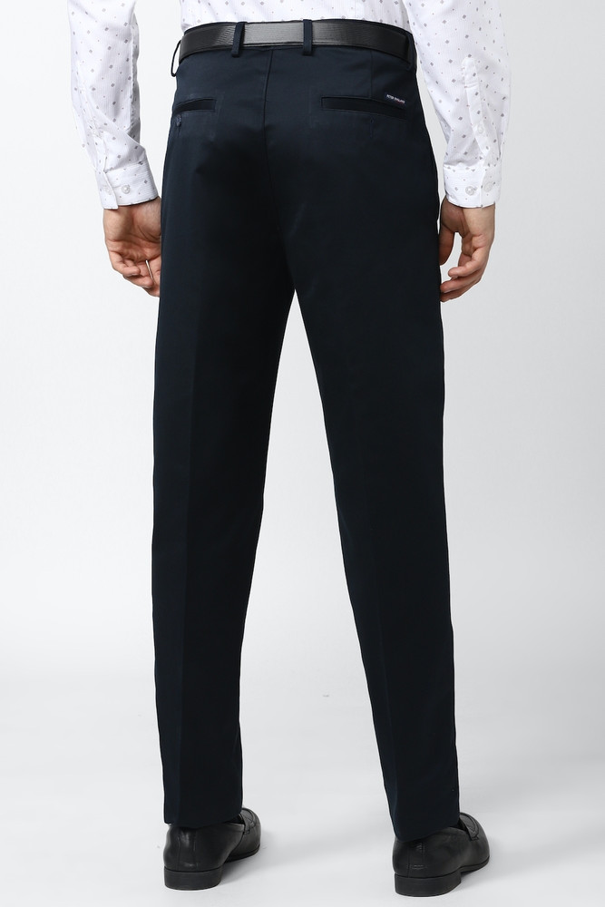 PETER ENGLAND Regular Fit Men Dark Blue Trousers - Buy PETER 