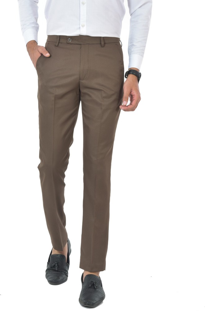 WOOL-BLEND JERSEY TROUSERS - STRAIGHT - DARK BROWN - COS