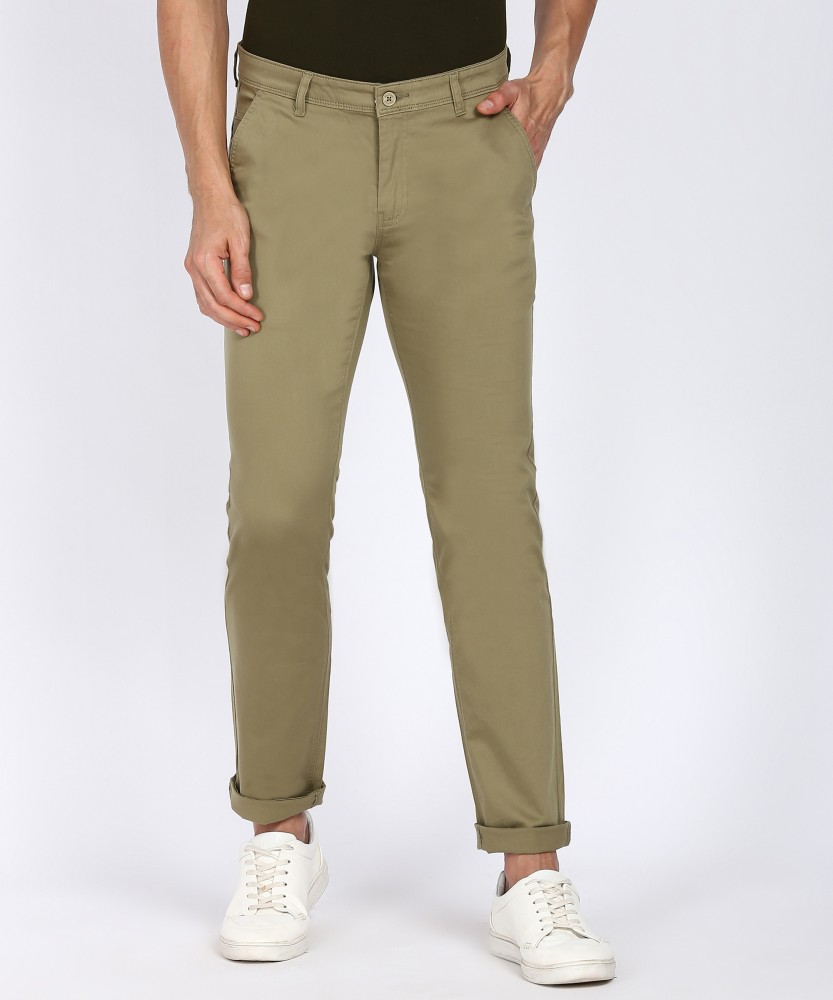Buy Greenfibre Khaki Cotton Slim Fit Trousers for Mens Online  Tata CLiQ