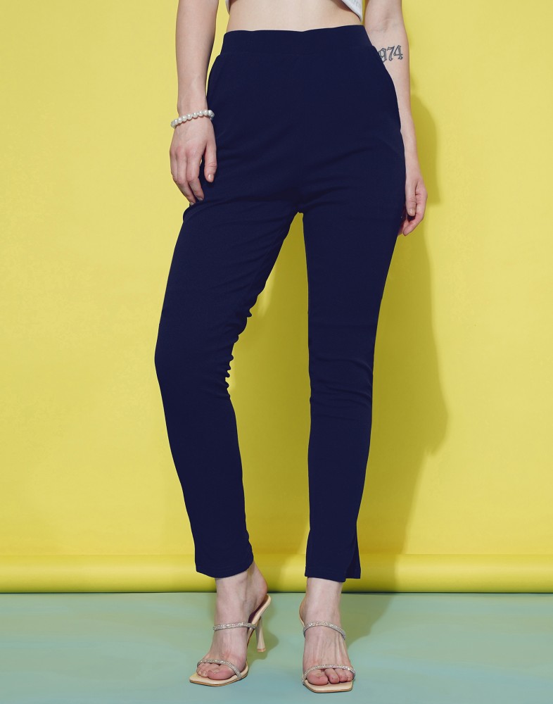 Women Navy Blue Blue Trousers - Buy Women Navy Blue Blue Trousers online in  India