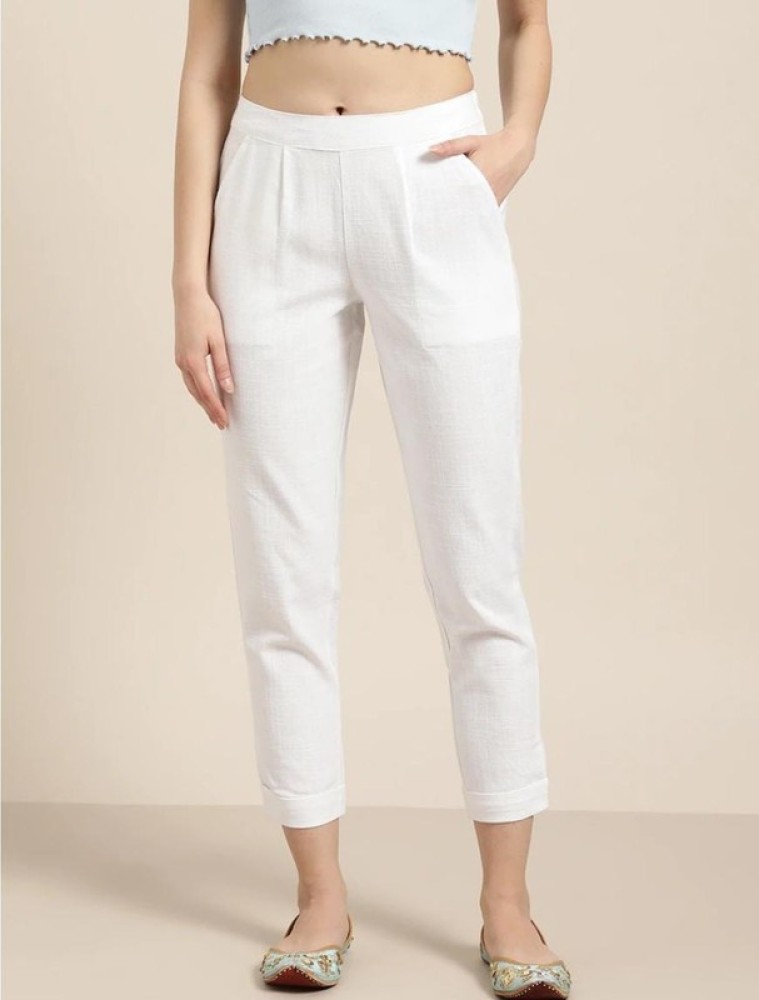 Buy SASSAFRAS Women White Twill Parallel Trousers  Trousers for Women  12288052  Myntra