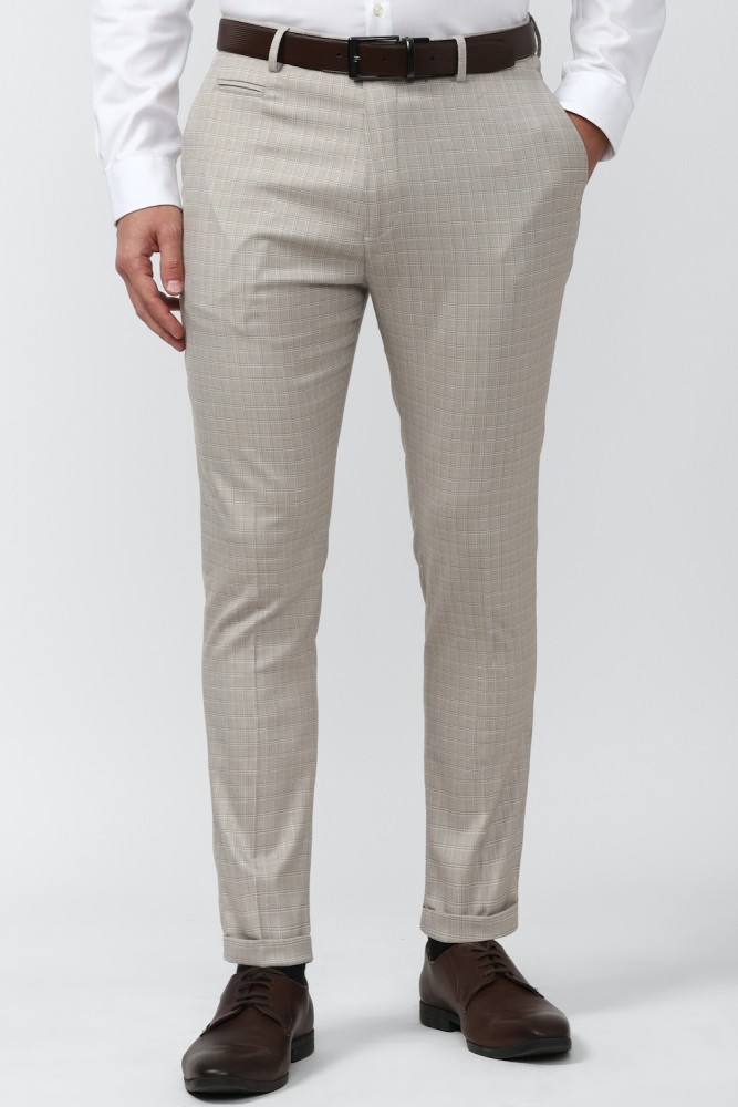 Buy Peter England Men White Carrot Fit Solid Cropped Smart Casual Trousers  online  Looksgudin
