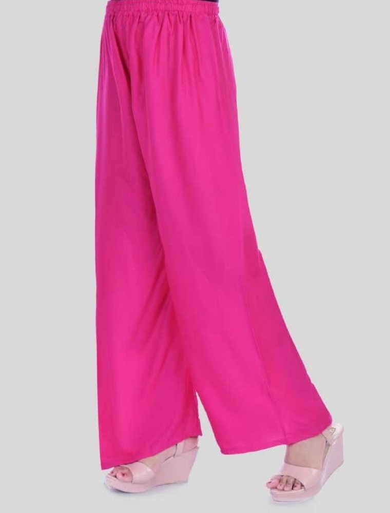 fabcoast Wide Leg Women Pants (S, Baby Pink) : : Fashion