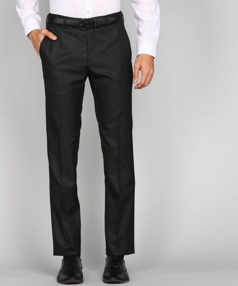 Buy Men Black  White Slim Fit Checked Formal Trousers online  Looksgudin