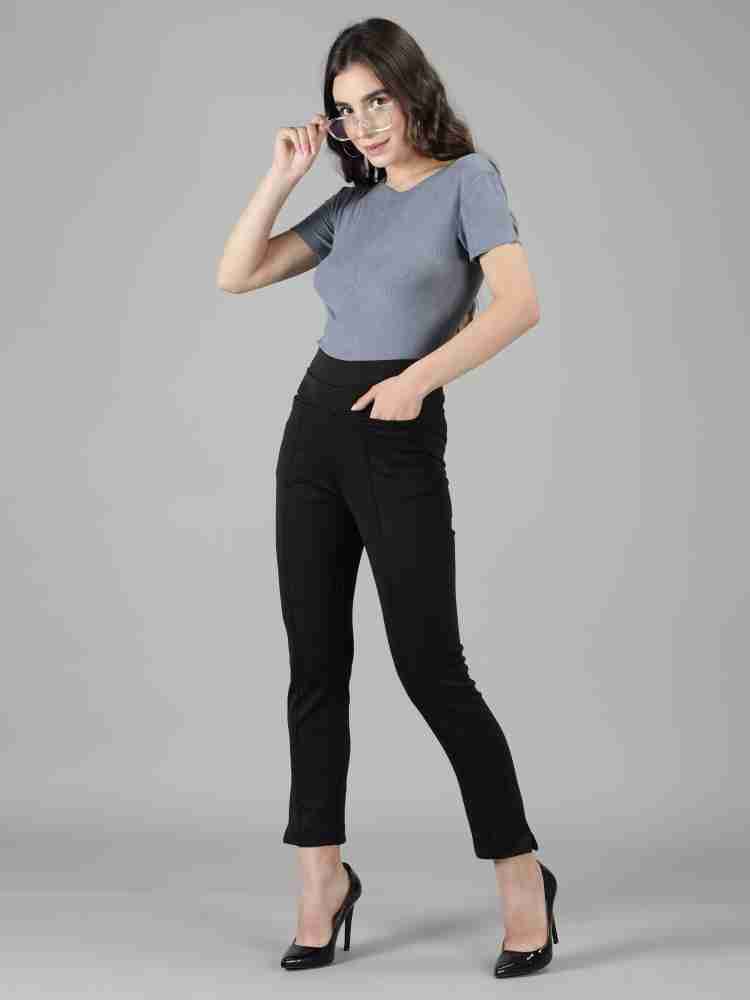 Plus Size Regular Fit Women Black Trousers