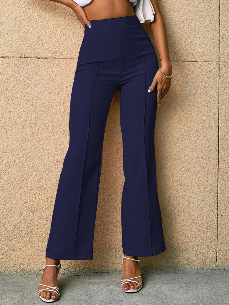Buy CURVY FIT Navy Blue Bell Bottom for WomenHigh Waisted Flare Pant Wide  Leg PantBoot Cut Pant Festival WearFlaired PantCasual PantOffice PantNew  Year Party at Amazonin