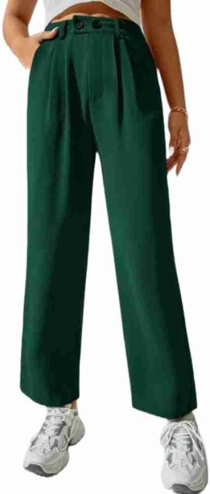 FNOCKS Regular Fit Women Green Trousers - Buy FNOCKS Regular Fit