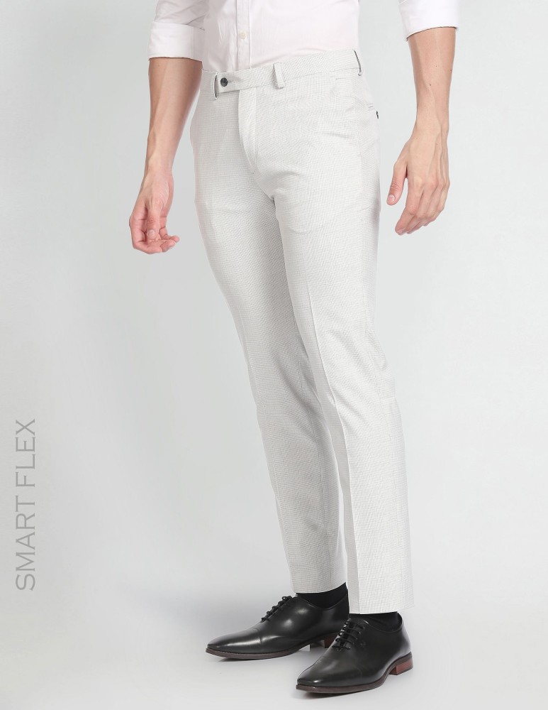 Arrow Men Grey Tapered Fit Self Design Formal Trousers  Buy Arrow Men Grey  Tapered Fit Self Design Formal Trousers online in India