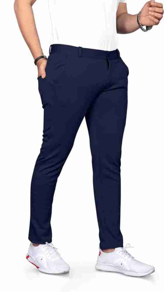 Seevenstich Slim Fit Men Blue Trousers - Buy Seevenstich Slim Fit Men Blue Trousers  Online at Best Prices in India