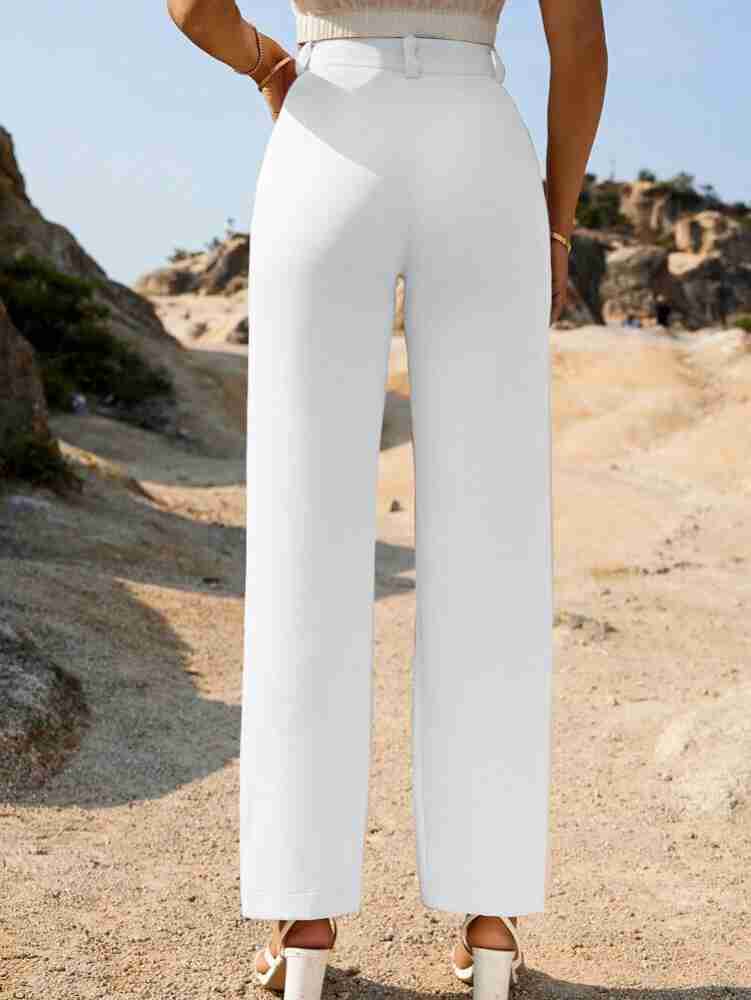 Foxter Regular Fit Women White Trousers - Buy Foxter Regular Fit Women  White Trousers Online at Best Prices in India
