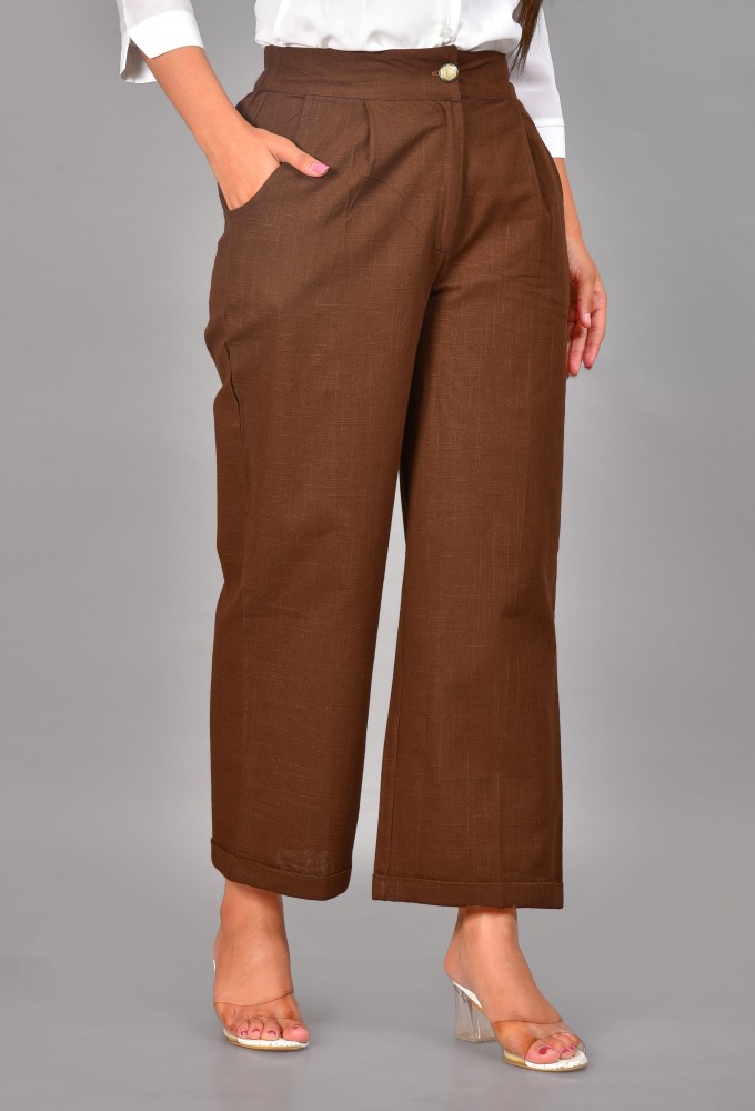 Parx Brown Tapered Fit Trousers