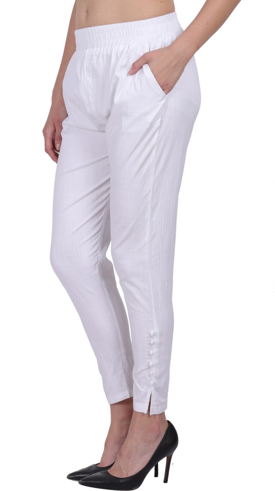 Lakhnavi Fabrics Slim Fit, Regular Fit Women White Trousers - Buy