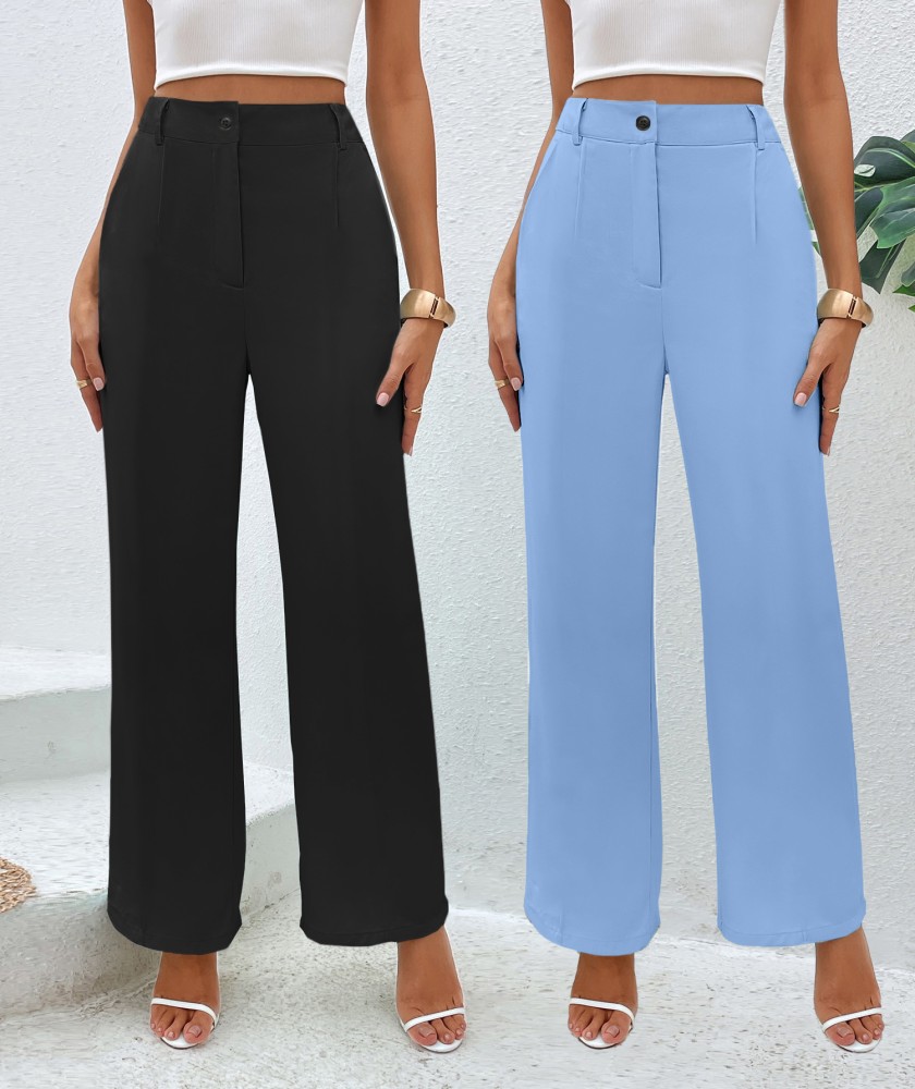LEE TEX Regular Fit Women Black, Light Blue Trousers - Buy LEE TEX Regular  Fit Women Black, Light Blue Trousers Online at Best Prices in India