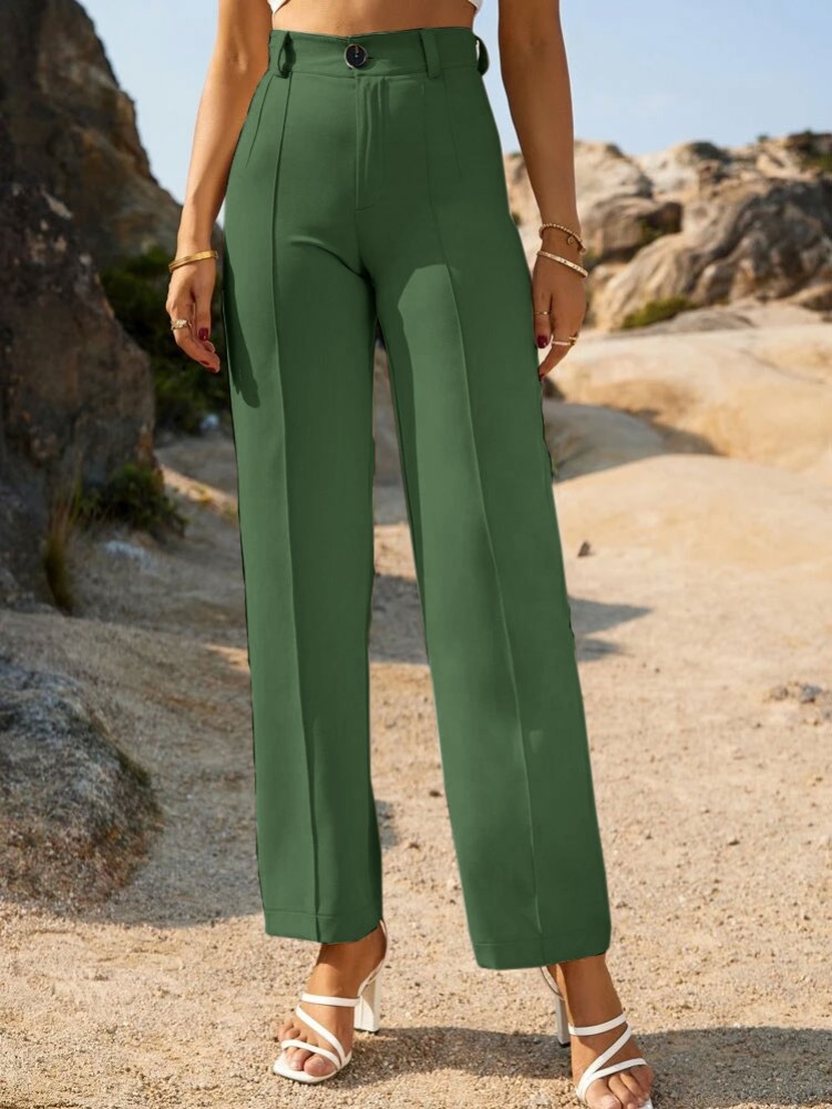 LEEROVENITA Regular Fit Women Dark Green Trousers - Buy LEEROVENITA Regular  Fit Women Dark Green Trousers Online at Best Prices in India