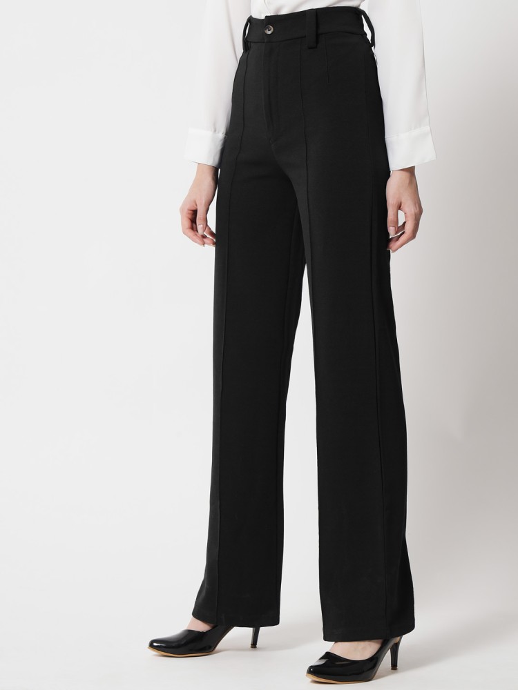 Buy Women Black Solid Formal Regular Fit Trousers Online  802318  Van  Heusen