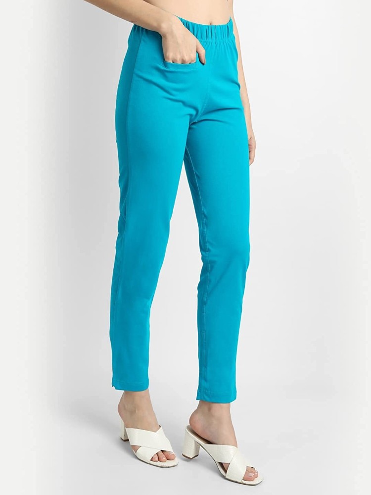 Comfort Lady Regular Fit Women Blue Trousers - Buy Comfort Lady Regular Fit  Women Blue Trousers Online at Best Prices in India