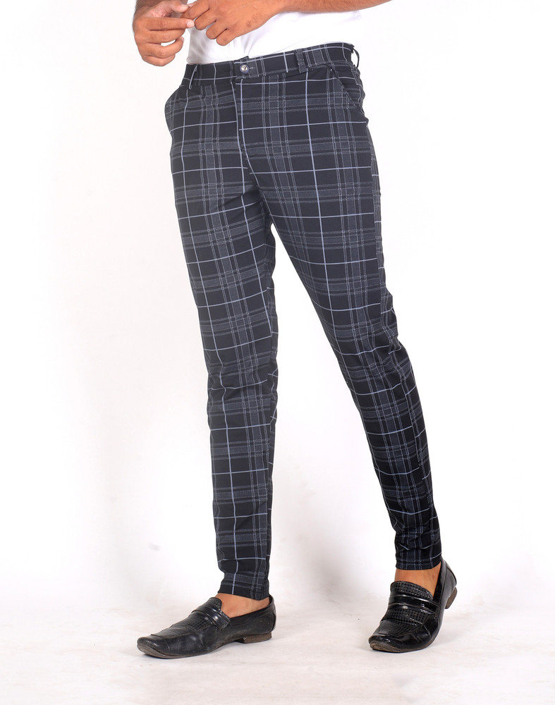 Mens tartan skinny clearance trousers