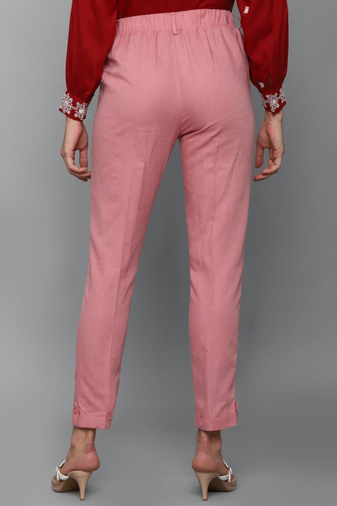 Women Pink Regular Fit Solid Casual Trousers