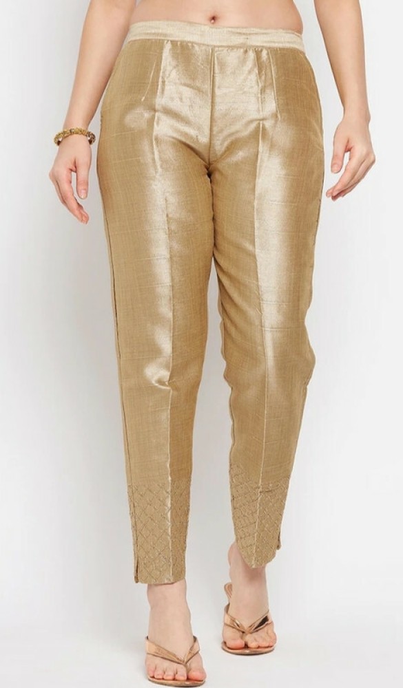 Buy Gold Cotton Solid Cigarette Pants Online in India  Juniper Fashion