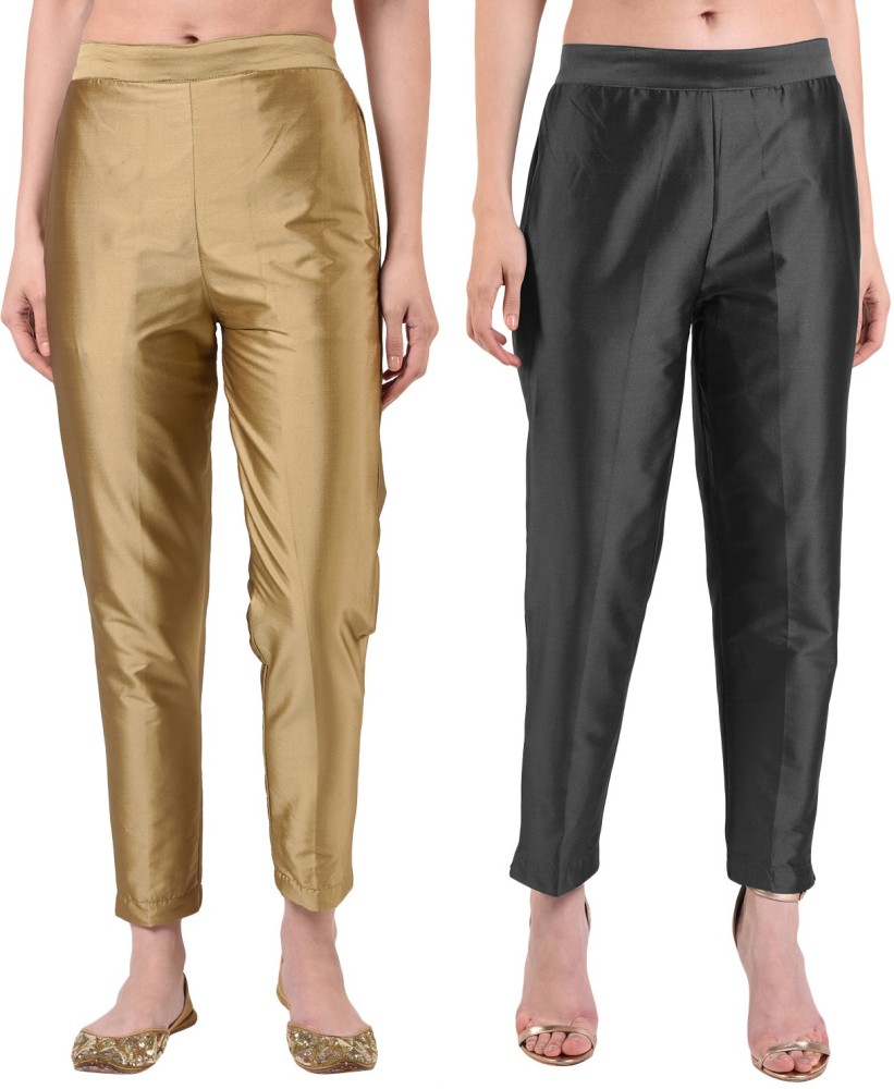 Black Cambric Gold Printed Straight Fit Trousers PW2507  Stylo Global